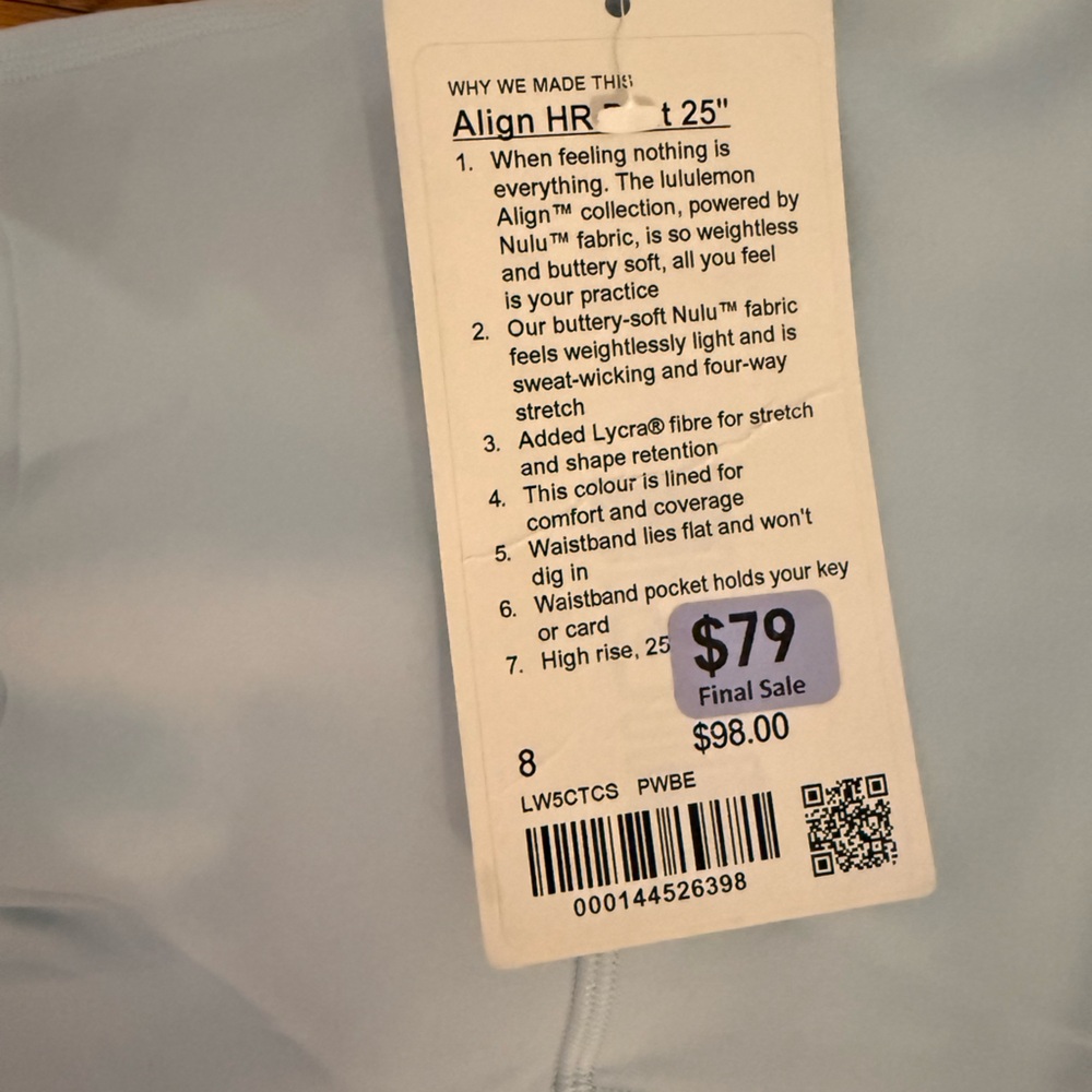 Lululemon Align Leggings 25” Size 8 Powder Blue NWT High Rise - Picture 3 of 5